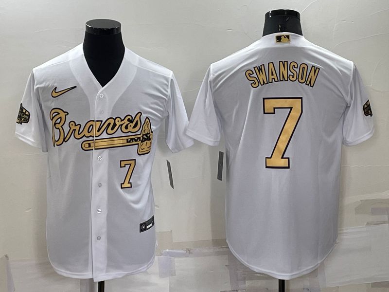 Men Atlanta Braves #7 Swanson White 2022 All Star Nike MLB Jerseys->atlanta braves->MLB Jersey